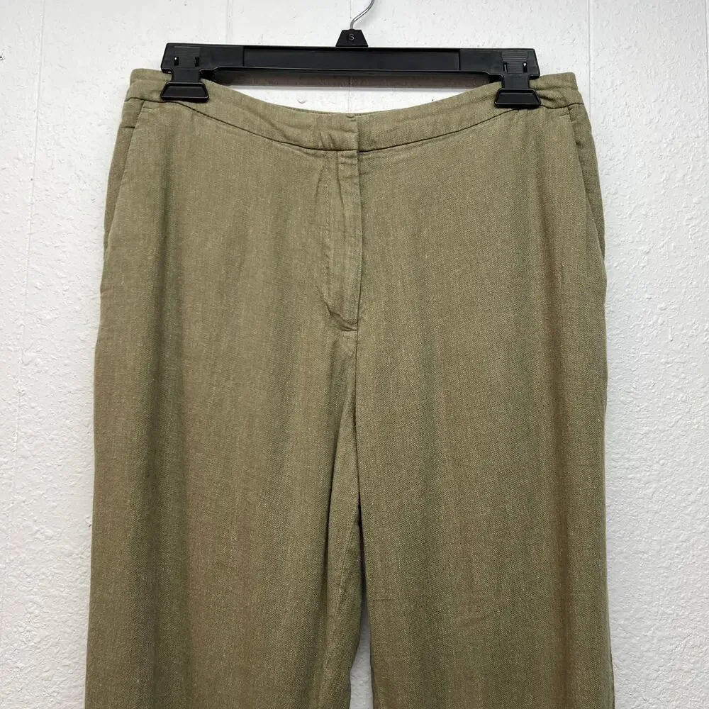 H&M Linen Blend Pants Womens 6 Beachy Coastal Vacation Workwear Office Career